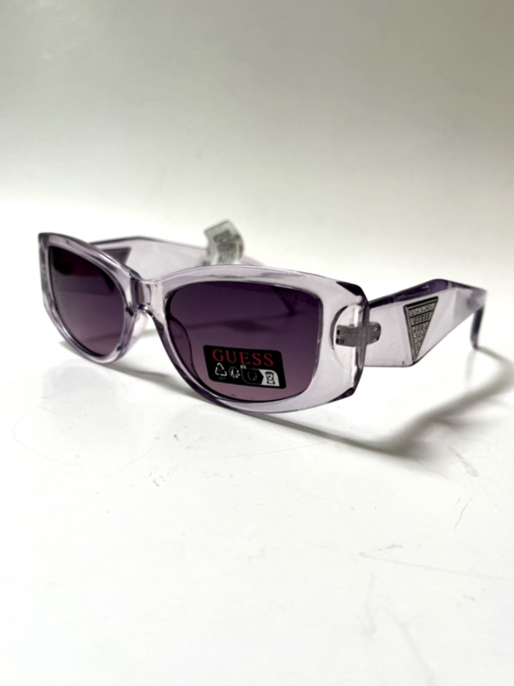 New GUESS Slim Geo Sunglasses GO00086 Acetate Purple Pink Logo Rhinestone